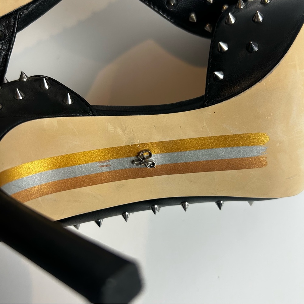 Sam Edelman Hadlee d'orsay pumps black leather with silver tone spike studs 11 - Picture 13 of 13